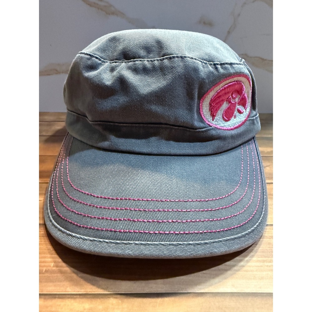 Capsmith Iowa Hawkeyes Grey Pink Cadet Military Hat Tigerhawk Logo OSFM